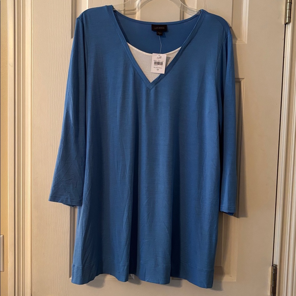 J. Jill Blue and White V-Neck Top
